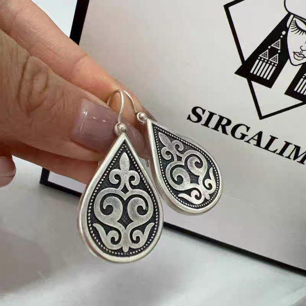Handmade Bohemian - Style Silver Teardrop Earrings for Women