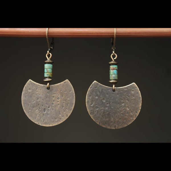 Handmade Bohemian Vintage Copper Earrings with Turquoise Accents for Women