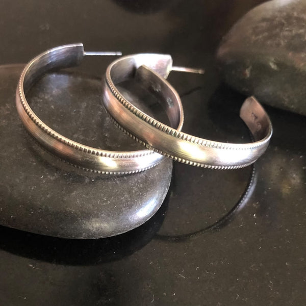 Handmade Vintage Bohemian Silver Hoop Earrings for Women