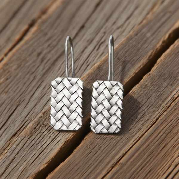 Handmade Bohemian Silver Woven - Pattern Earrings for Women