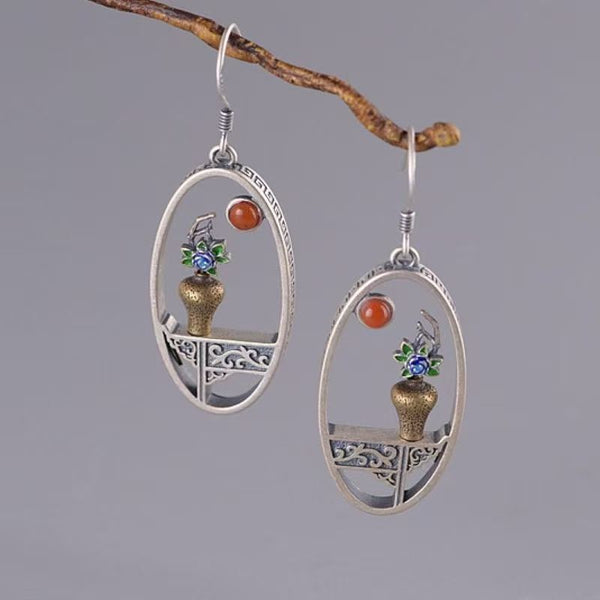 Handmade 925 Sterling Silver Earrings with Intricate Decor - Exquisite Artisan Jewelry