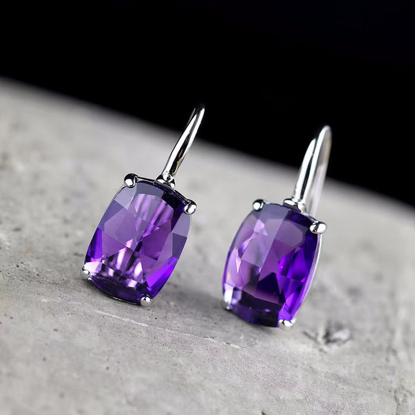 Handmade 925 Sterling Silver Earrings with Amethyst Gemstones