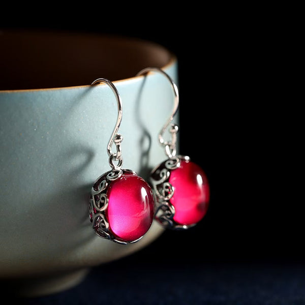 925 Sterling Silver Earrings with Garnet Gemstones