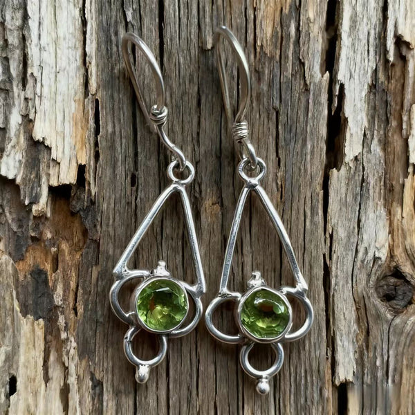 Handmade 925 Sterling Silver Bohemian Peridot Earrings