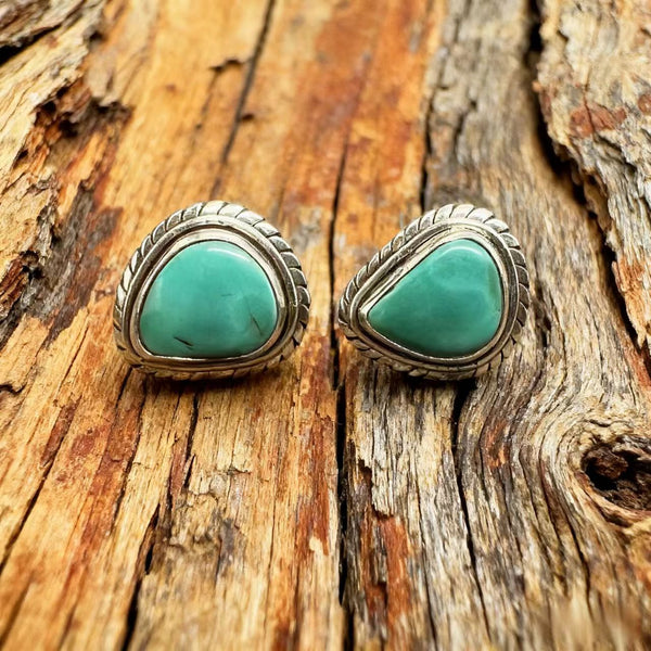 Handmade 925 Sterling Silver Turquoise Stud Earrings