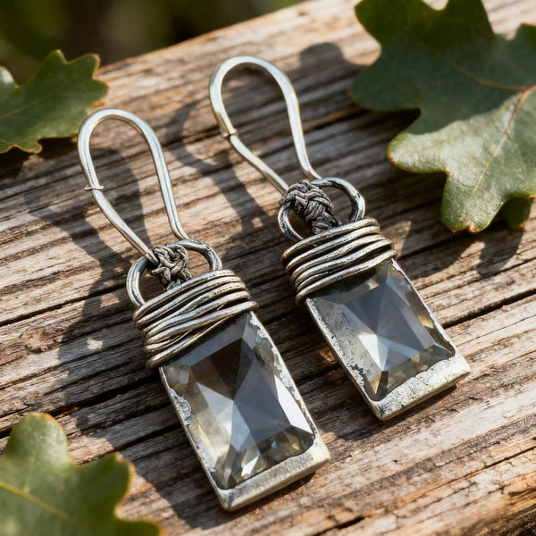 Handmade Bohemian 925Silver Earrings Inlaid with Crystal