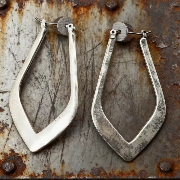 Handmade Bohemian Silver Geometric Hoop Earrings