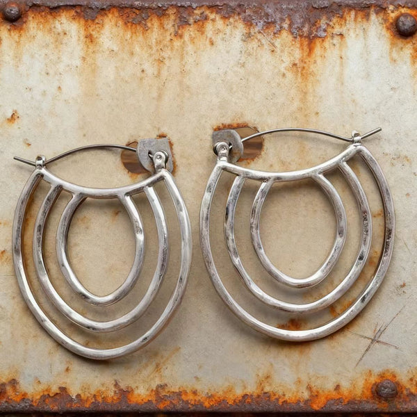 Handmade Bohemian Silver Multi - Layered Hoop Earrings