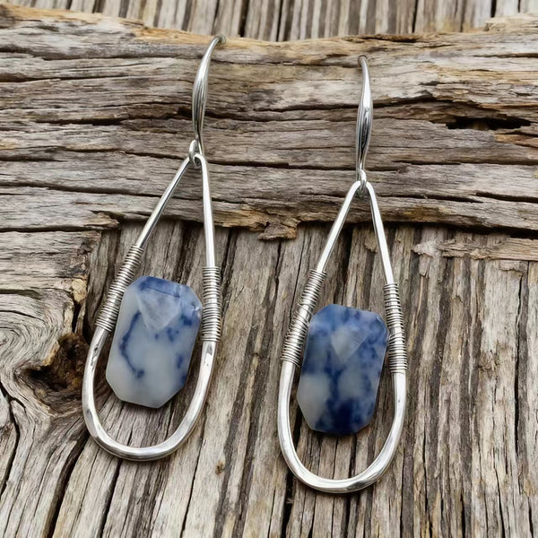Bohemian silver wire earrings