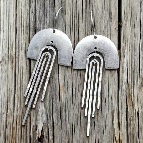 Bohemian silver wire earrings