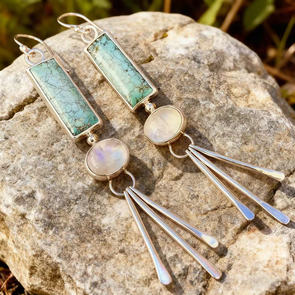 Bohemian silver wire earrings