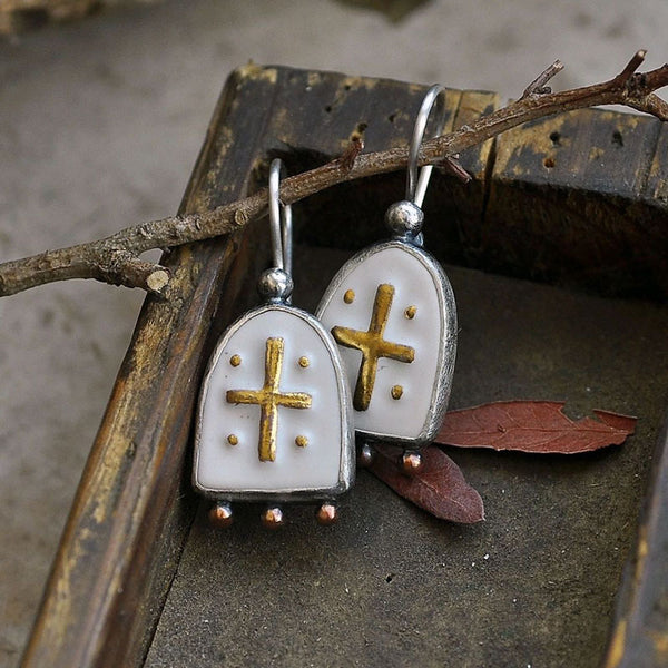 Handmade Bohemian Silver Graffiti - Style Earrings