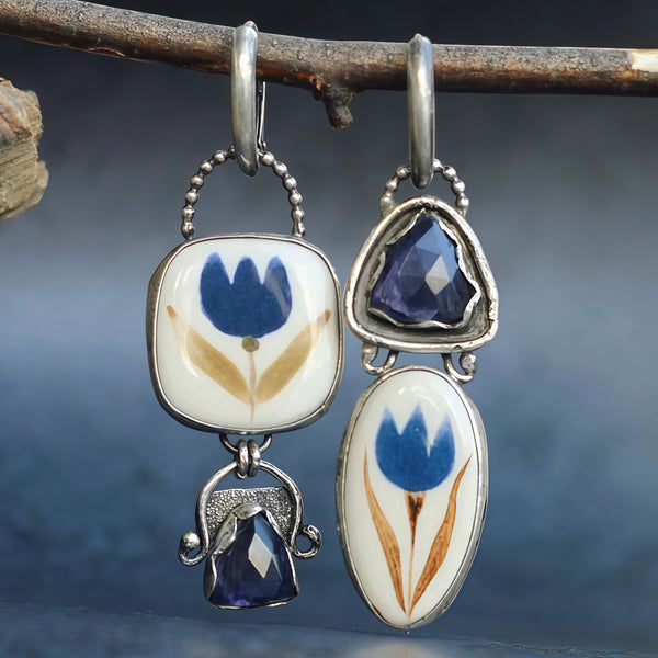 Bohemian silver wire earrings