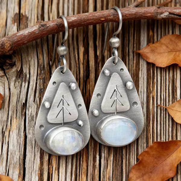 Handmade 925 Silver Moonstone Vintage Teardrop Earrings