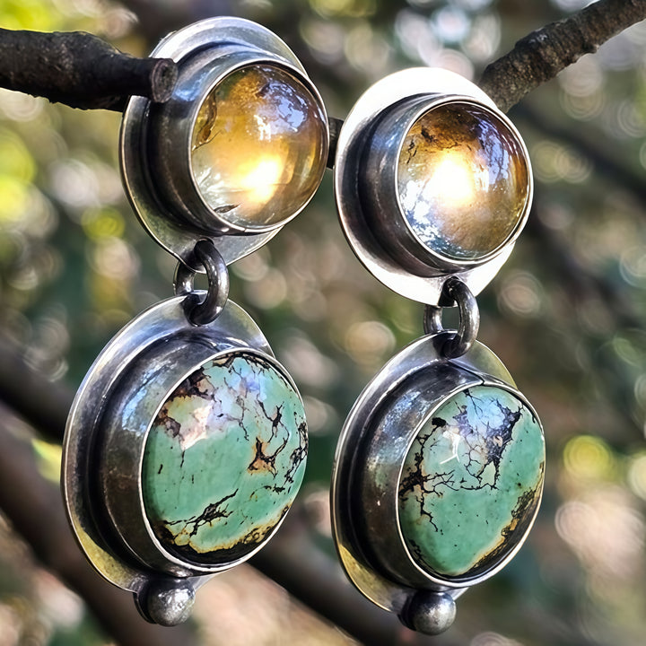 Bohemian silver wire earrings