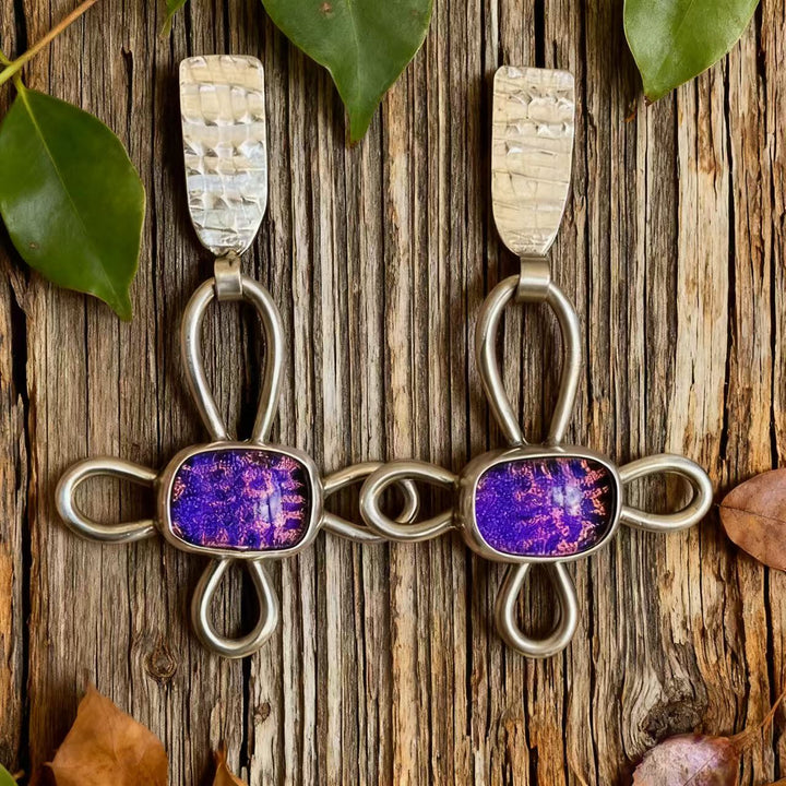 Bohemian silver wire earrings