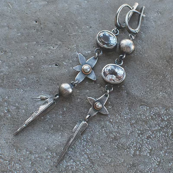 Bohemian silver wire earrings