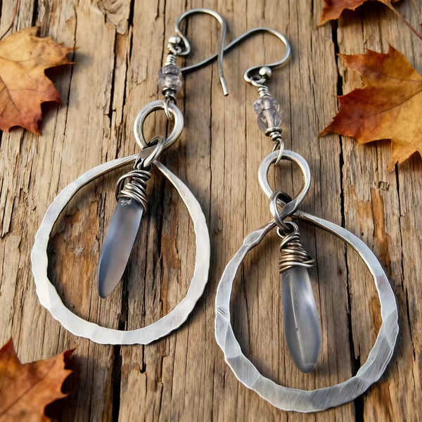 Bohemian silver wire earrings