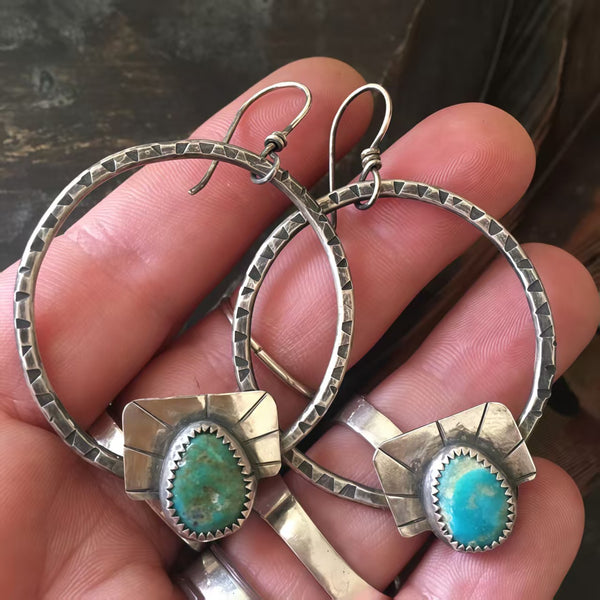 Bohemian silver wire earrings