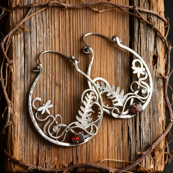 Bohemian silver wire earrings