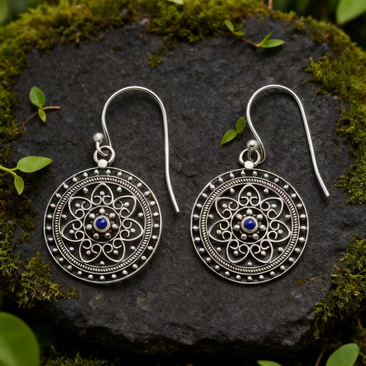 Bohemian silver wire earrings