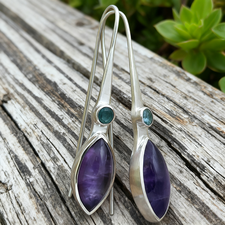 Bohemian silver wire earrings