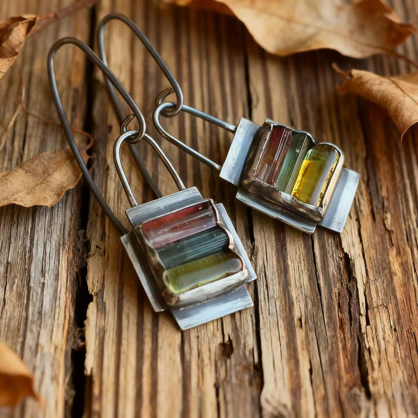 Bohemian silver wire earrings