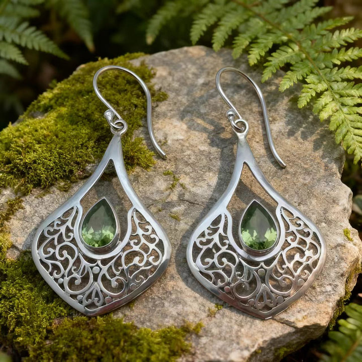 Bohemian silver wire earrings