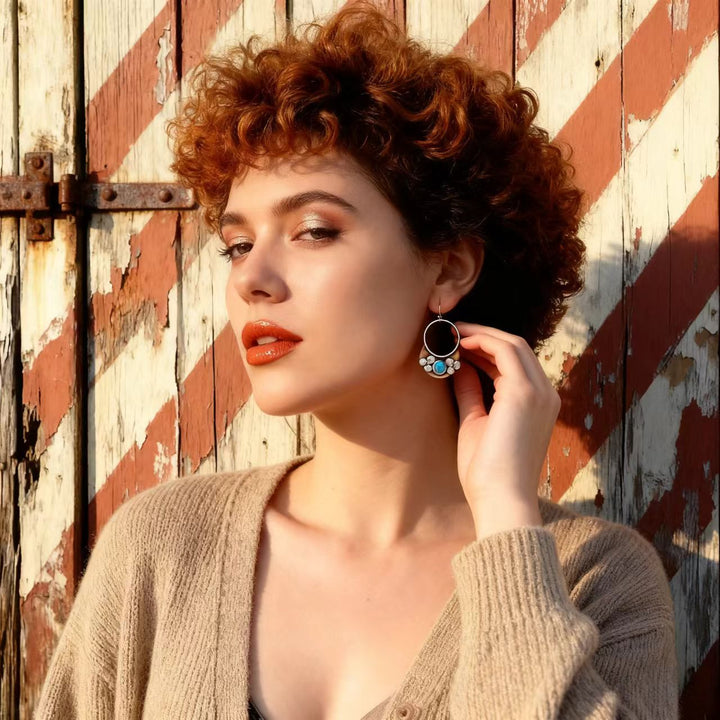 Bohemian silver wire earrings