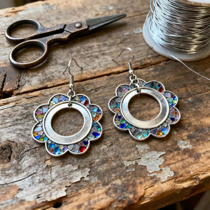 Bohemian silver wire earrings