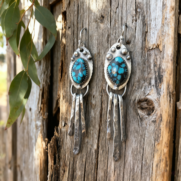 Bohemian silver wire earrings