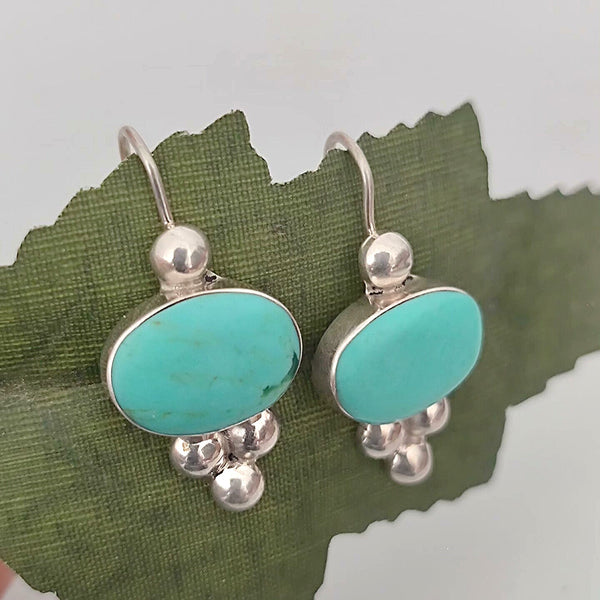 Handmade Bohemian 925 Sterling Silver Earrings with Turquoise Accents