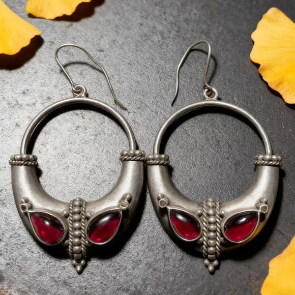 Bohemian silver wire earrings