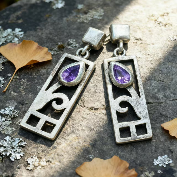 Bohemian silver wire earrings