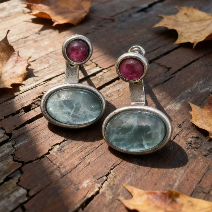 Bohemian silver wire earrings