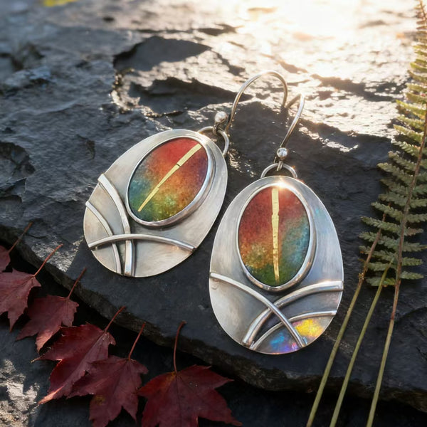 Handmade Bohemian 925 Sterling Silver Dangle Earrings with Multi-Color Natural Agate Accents