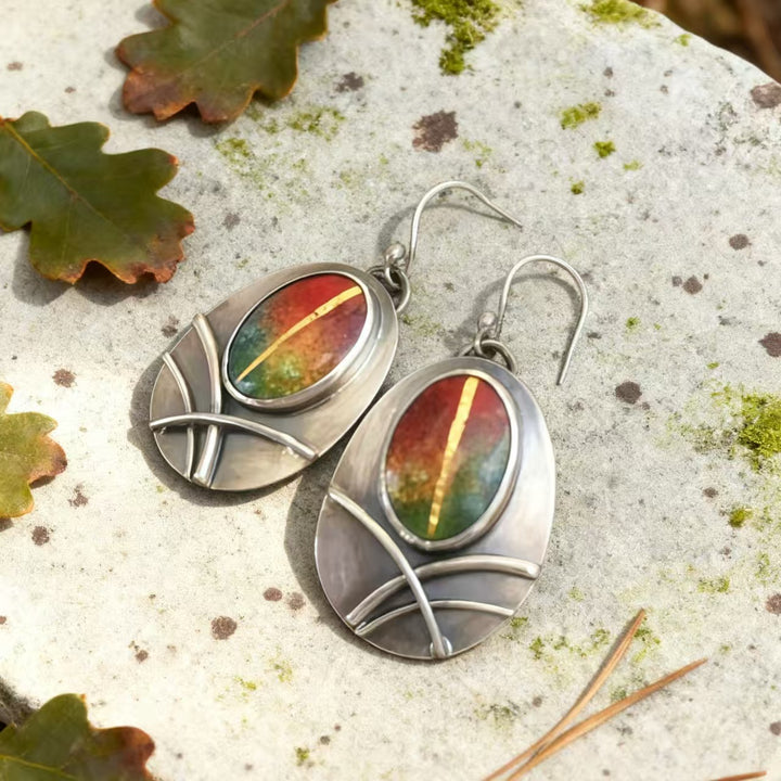 Bohemian silver wire earrings