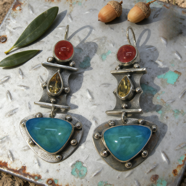 Bohemian silver wire earrings