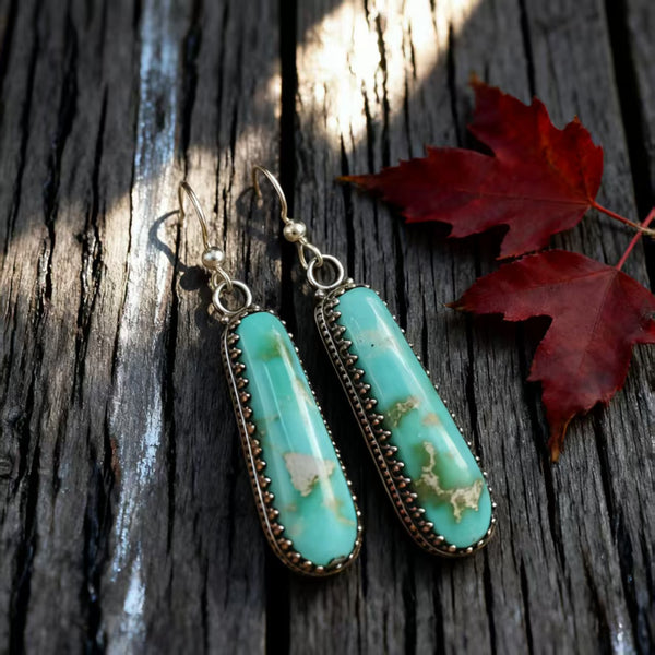 Handmade Bohemian 925 Sterling Silver Dangle Earrings with Turquoise Accents