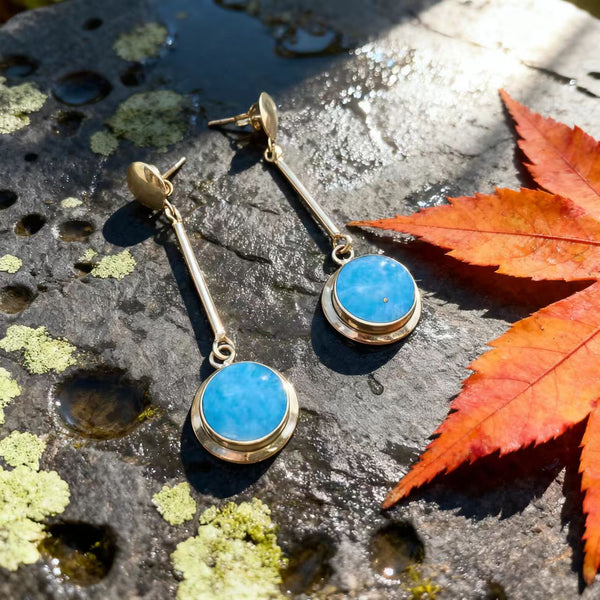 Handmade Bohemian 925 Sterling Silver Dangle Earrings with Aquamarine Accents