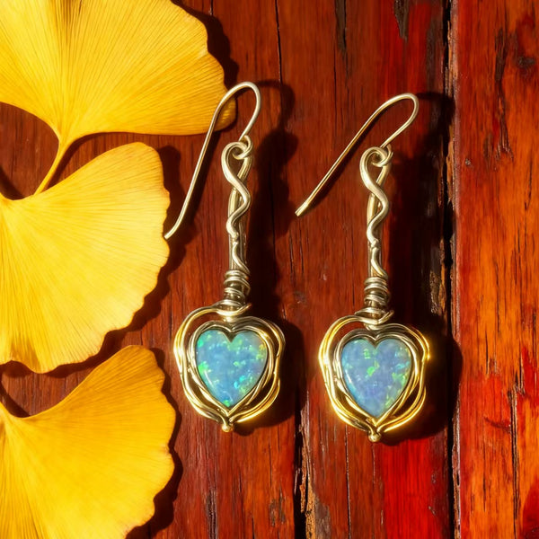 Handmade Bohemian 925 Sterling Silver Dangle Earrings with Opal Accents