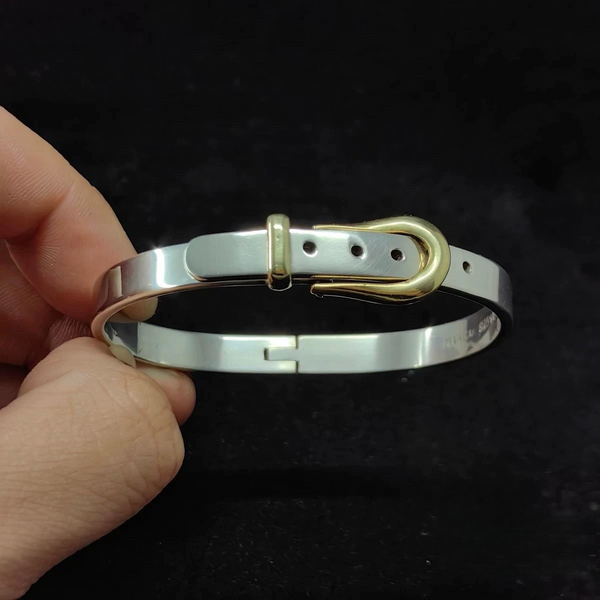 Sterling Silver Belt Buckle Bangle Bracelet