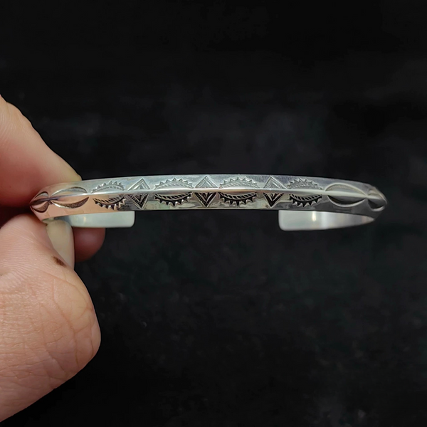 Handcrafted Sterling Silver Cuff Bracelet – Minimalist Wave Engraved Design for Men and Women