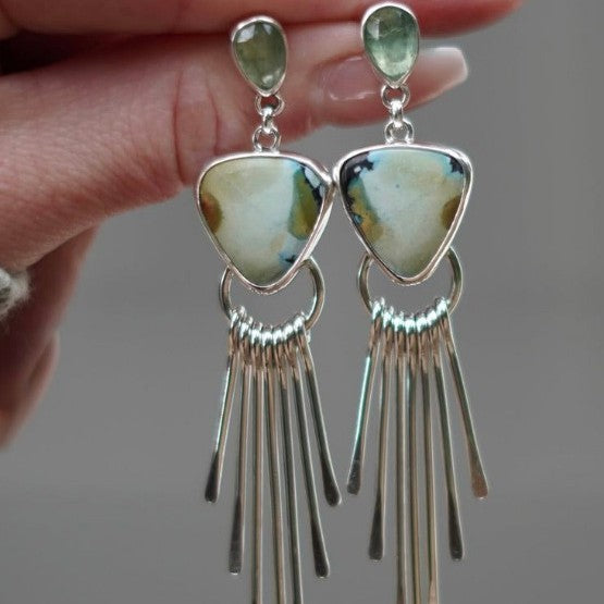 Bohemian Vintage Geometric Tassel Long Alloy Earrings