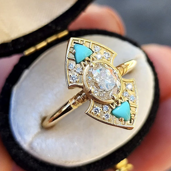 Handmade Retro Drip Gold Ring
