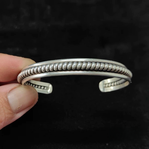 Handcrafted Sterling Silver Rope Twist Cuff Bracelet – Classic Western Unisex Bangle