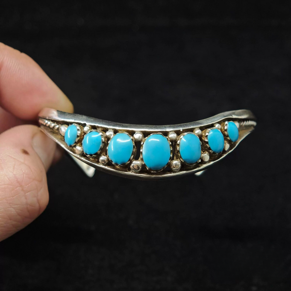 Vintage Navajo-Style Sterling Silver Cuff Bracelet with Multi-Turquoise Stones – Handcrafted Bohemian Jewelry